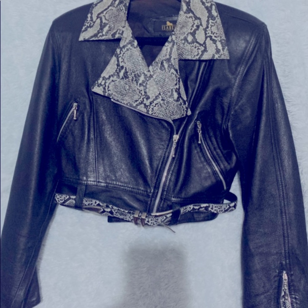 Black leather bikers jacket